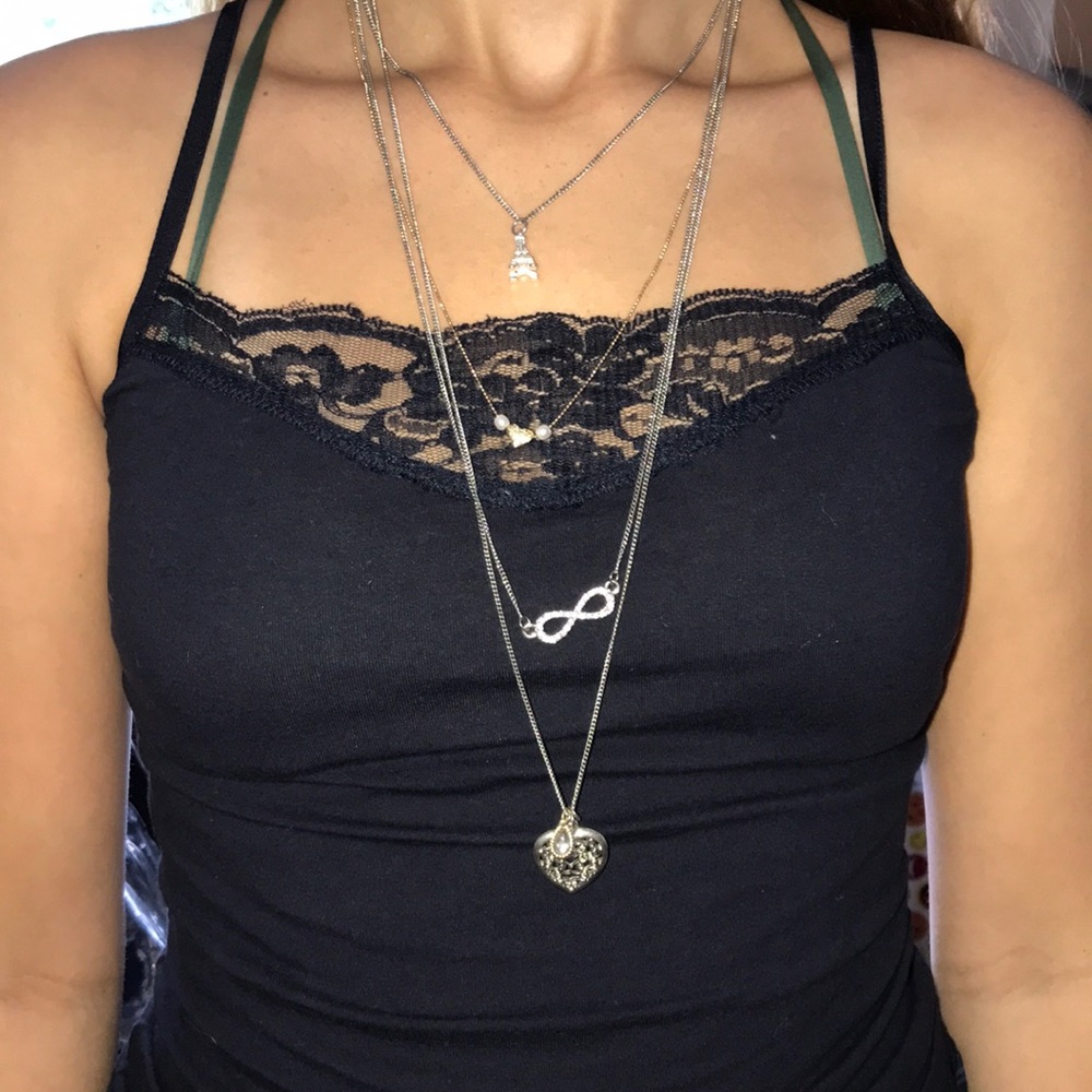 4 charm long necklace